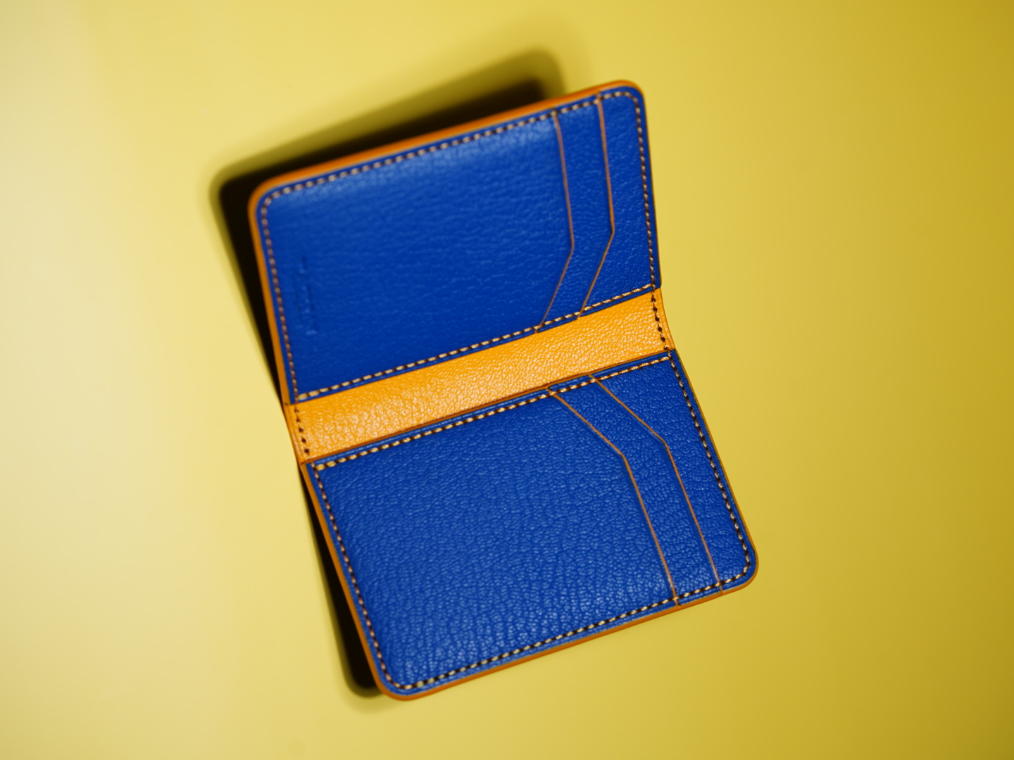 folding cardcase - deep blue &amp; yellow